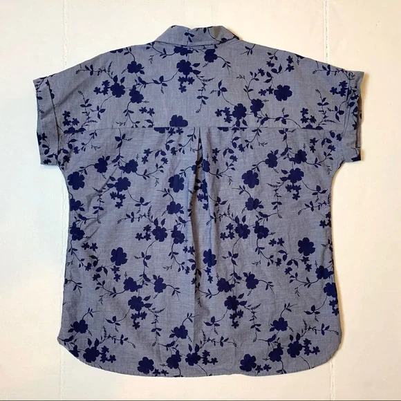 Como Vintage Chambray Floral Work Shirt L - Picture 5 of 9